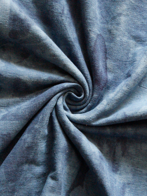 Stone Washed Indigo Cotton Khadi Fabric 